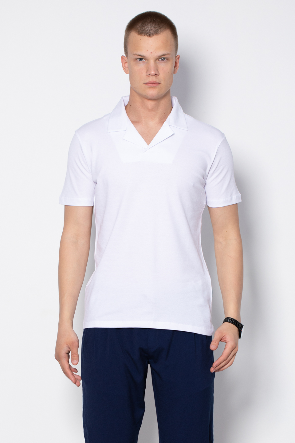 Polo yaka t-shirt-9076 Beyaz