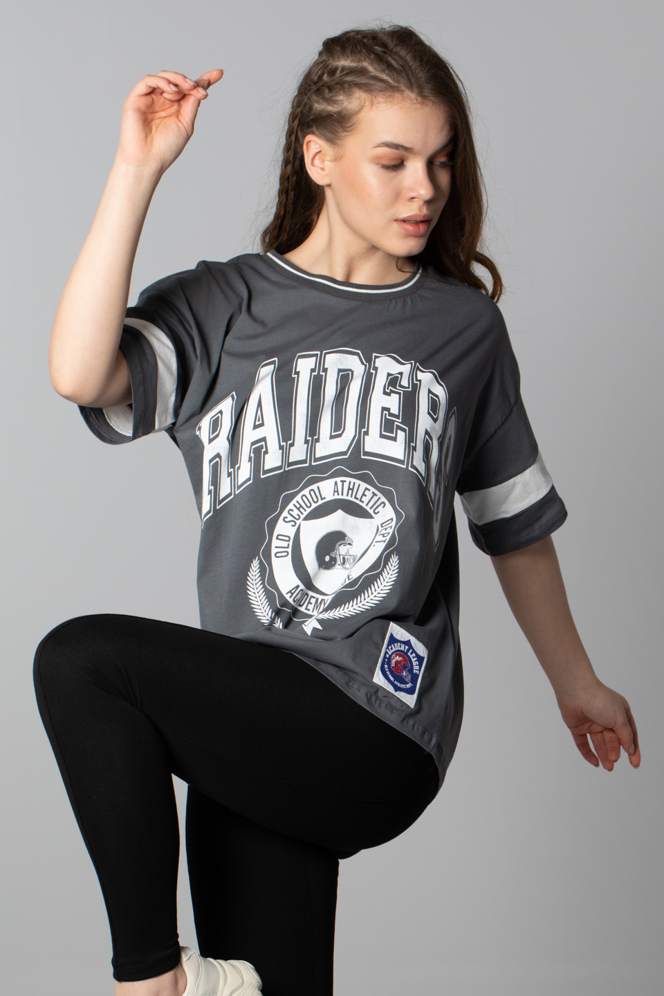 Raıders baskılı t-shirt-9868 D.Gri