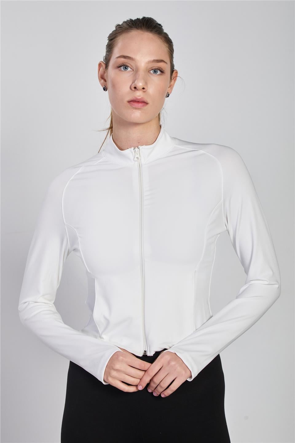 Reglon kol fermuarlı body-2556 Beyaz