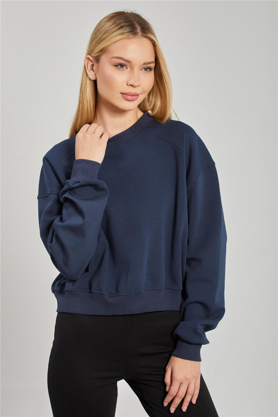 Reglon kol kısa sweatshirt-10699 Lacivert