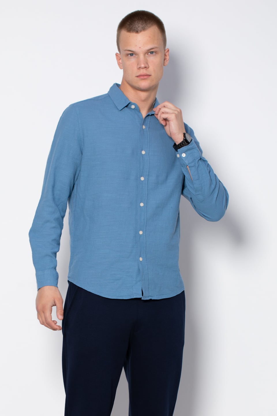 Regular fit gömlek-12-8210 İndigo