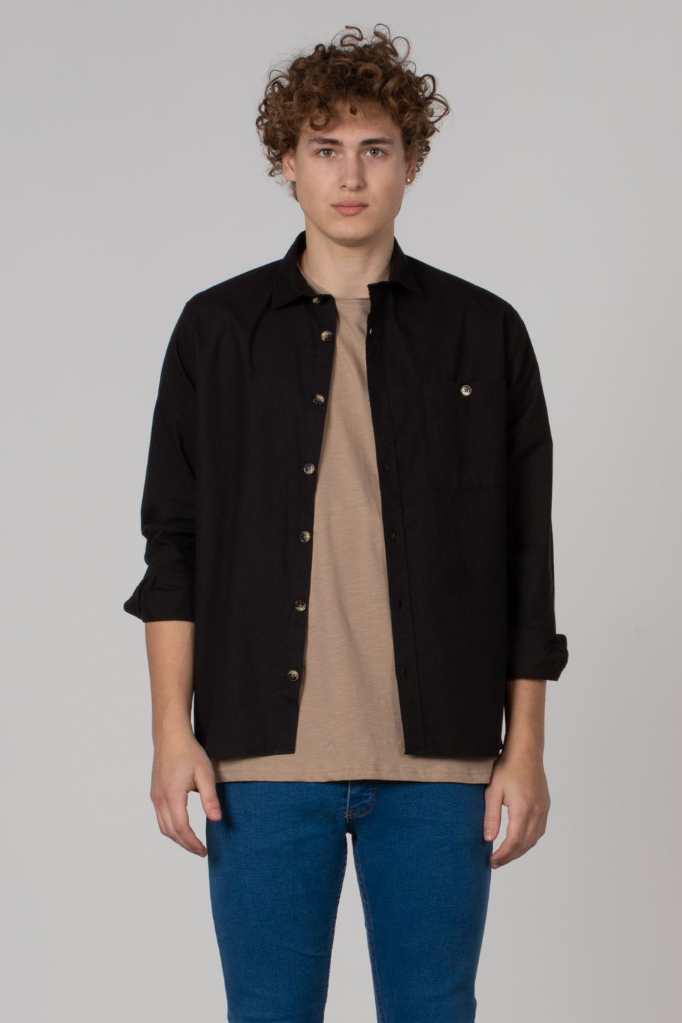 Regular fit poplin gömlek-12-4122 Siyah