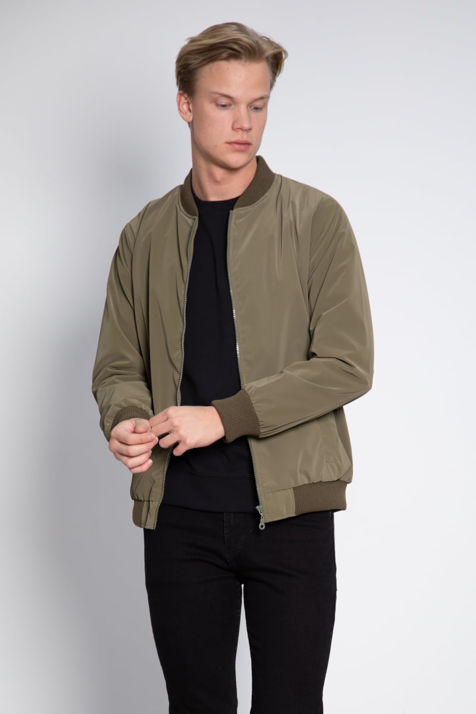 Ribanalı Bomber Ceket - Haki