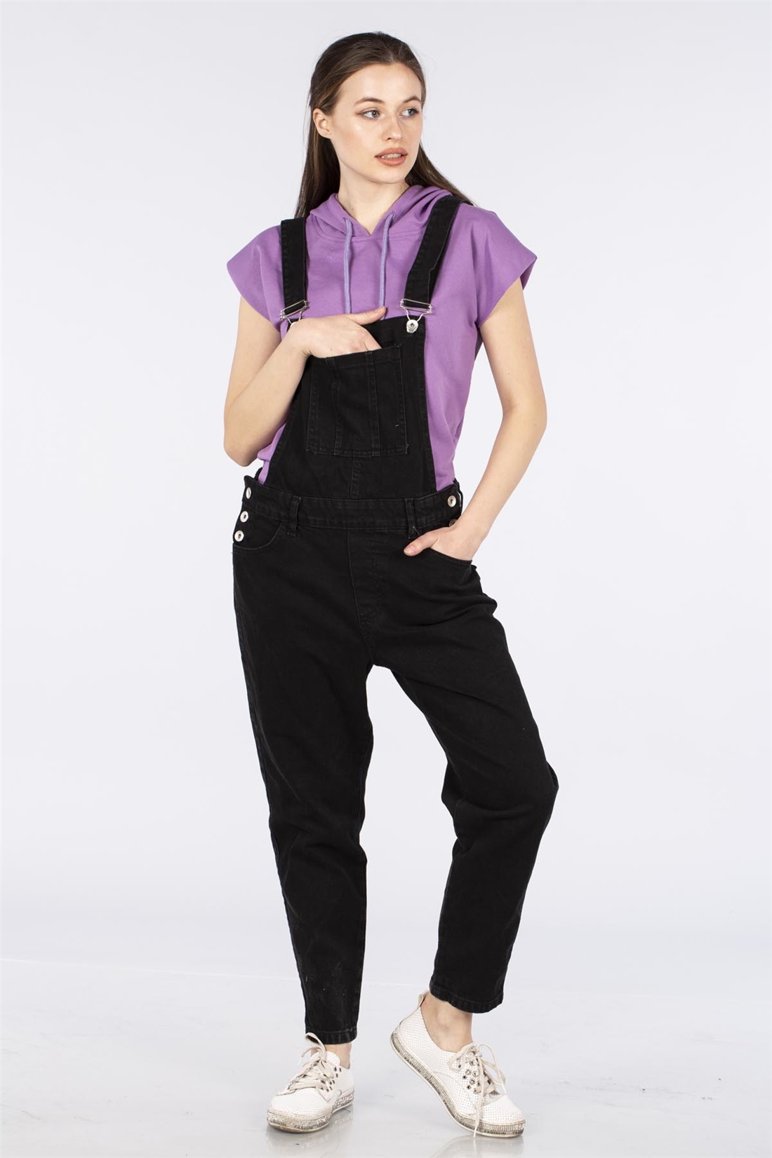 Salopet Jean Pantolon-Siyah