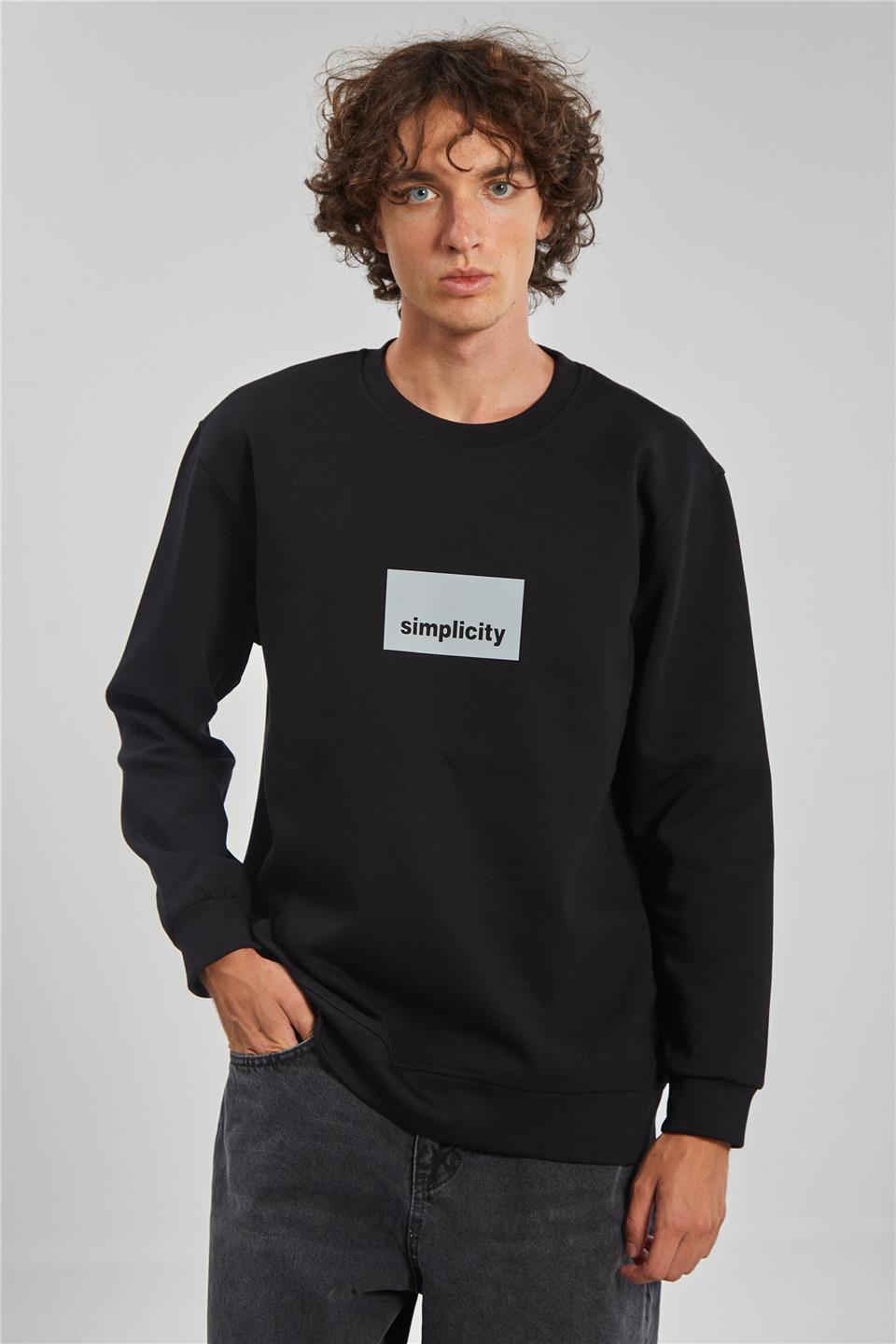 Simpilicity Baskılı Erkek Sweatshirt - Siyah