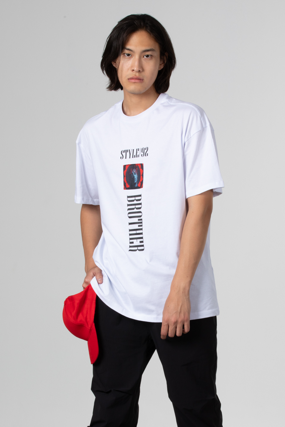 Stlye baskılı oversize t-shirt-1031 Beyaz