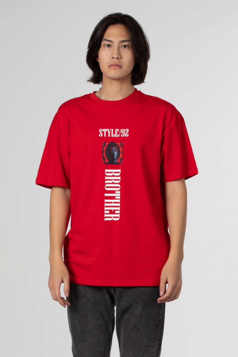 Stlye baskılı oversize t-shirt-1031 Kırmızı