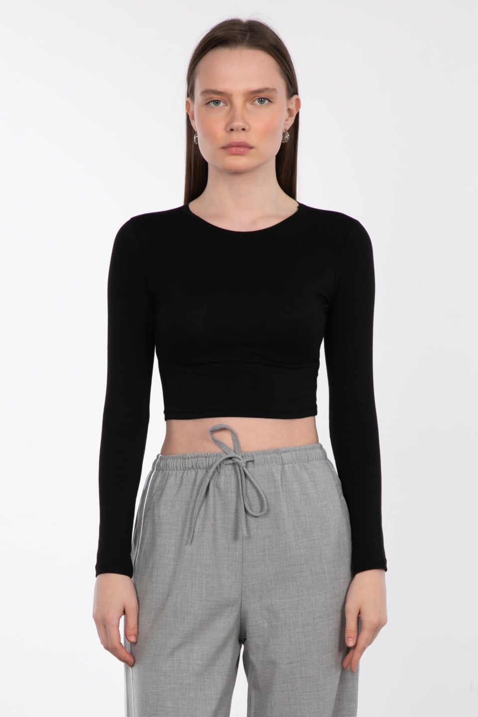 Uzun kol crop body-R990 Siyah