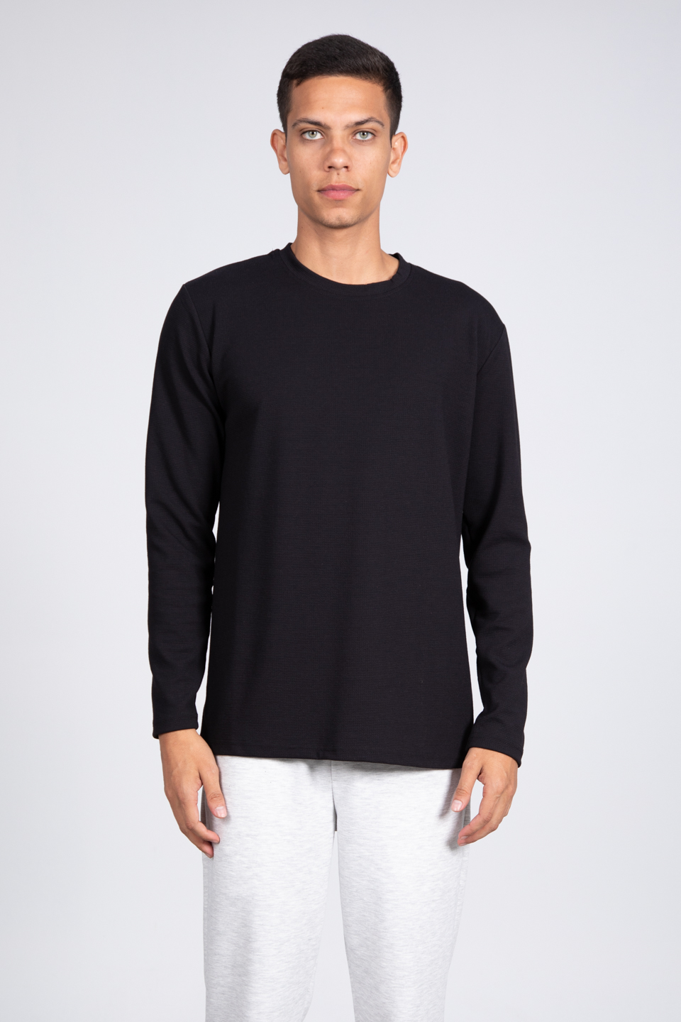 Uzun Kol Relax Kal p Sweatshirt Siyah
