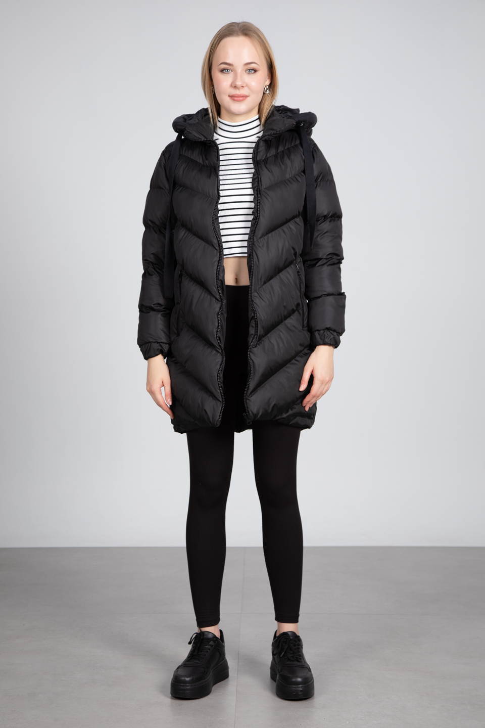 Uzun oversize mont-22-266 Siyah