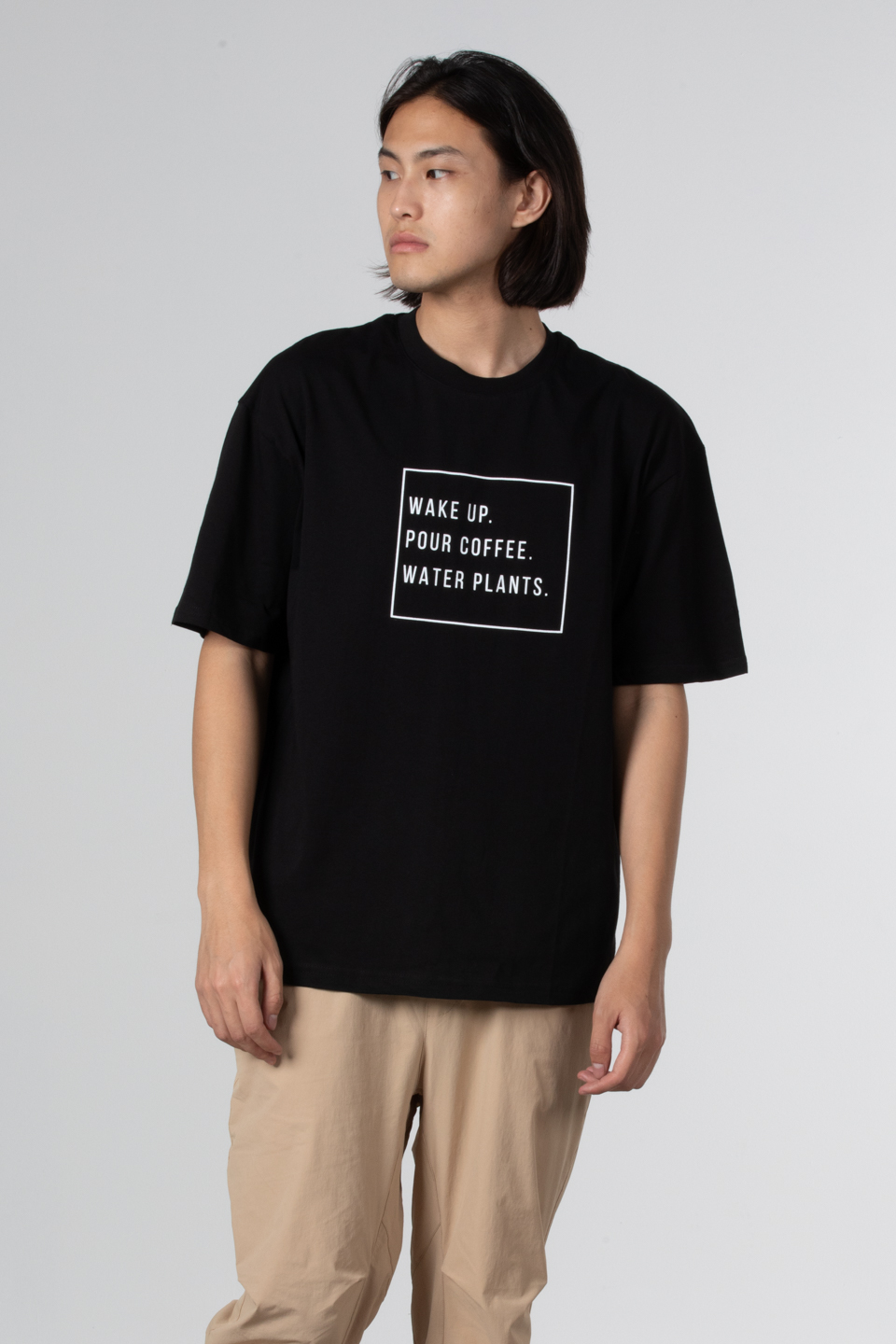 Wake up yazılı t-shirt-5029 Siyah