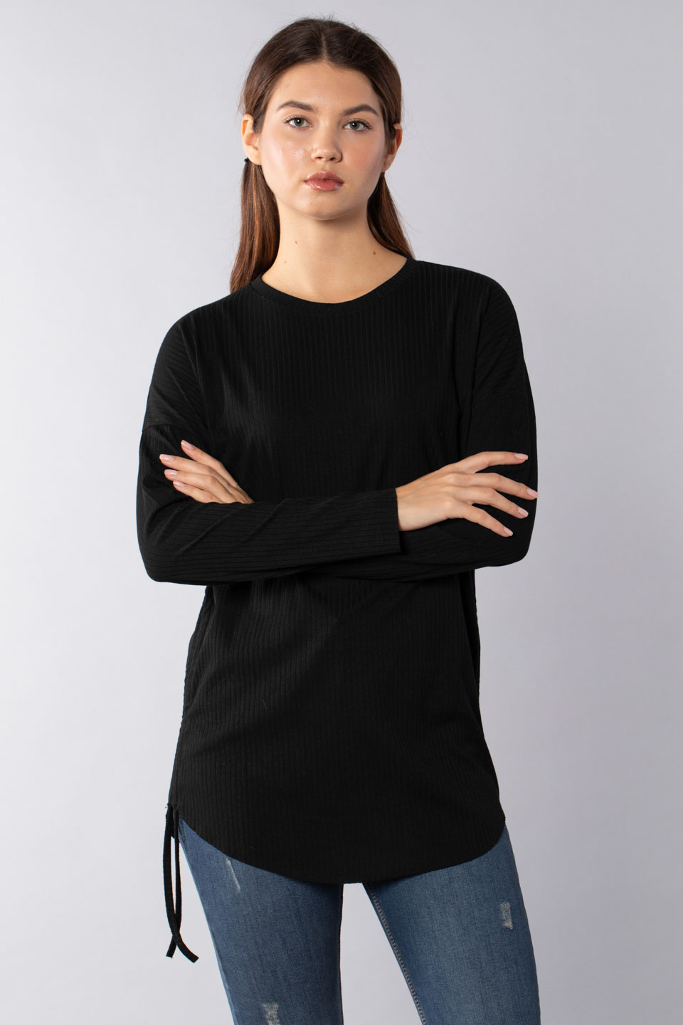 Yandan büzgülü body-1336 Siyah