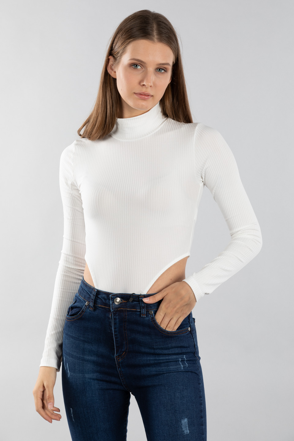 Yarım balıkçı zıbın body-1875 Ekru