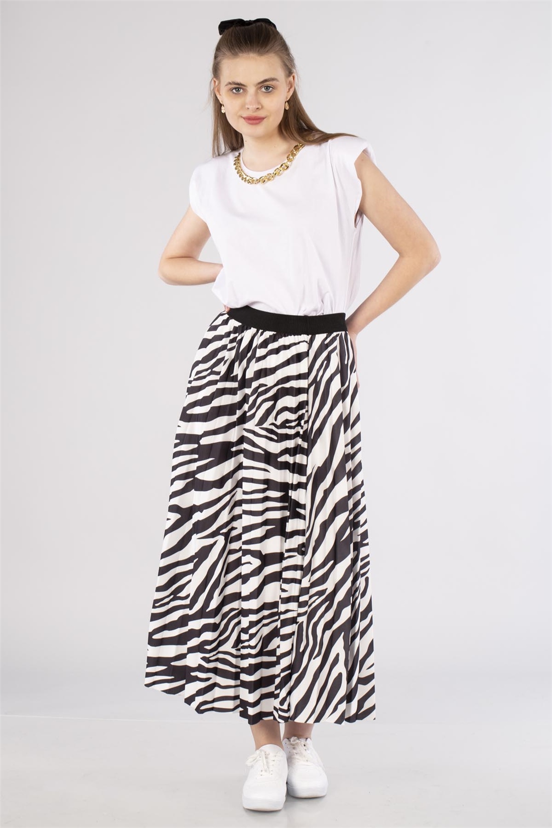 Zebra Desen Etek-Siyah