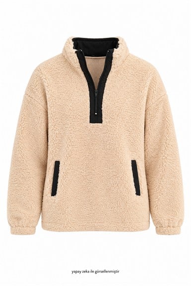 Bonnia Peluş Sweatshirt Bej