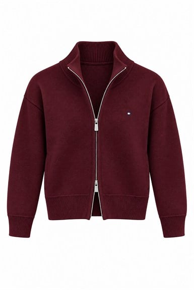 Tammy Tam Fermuarlı Triko Bordo
