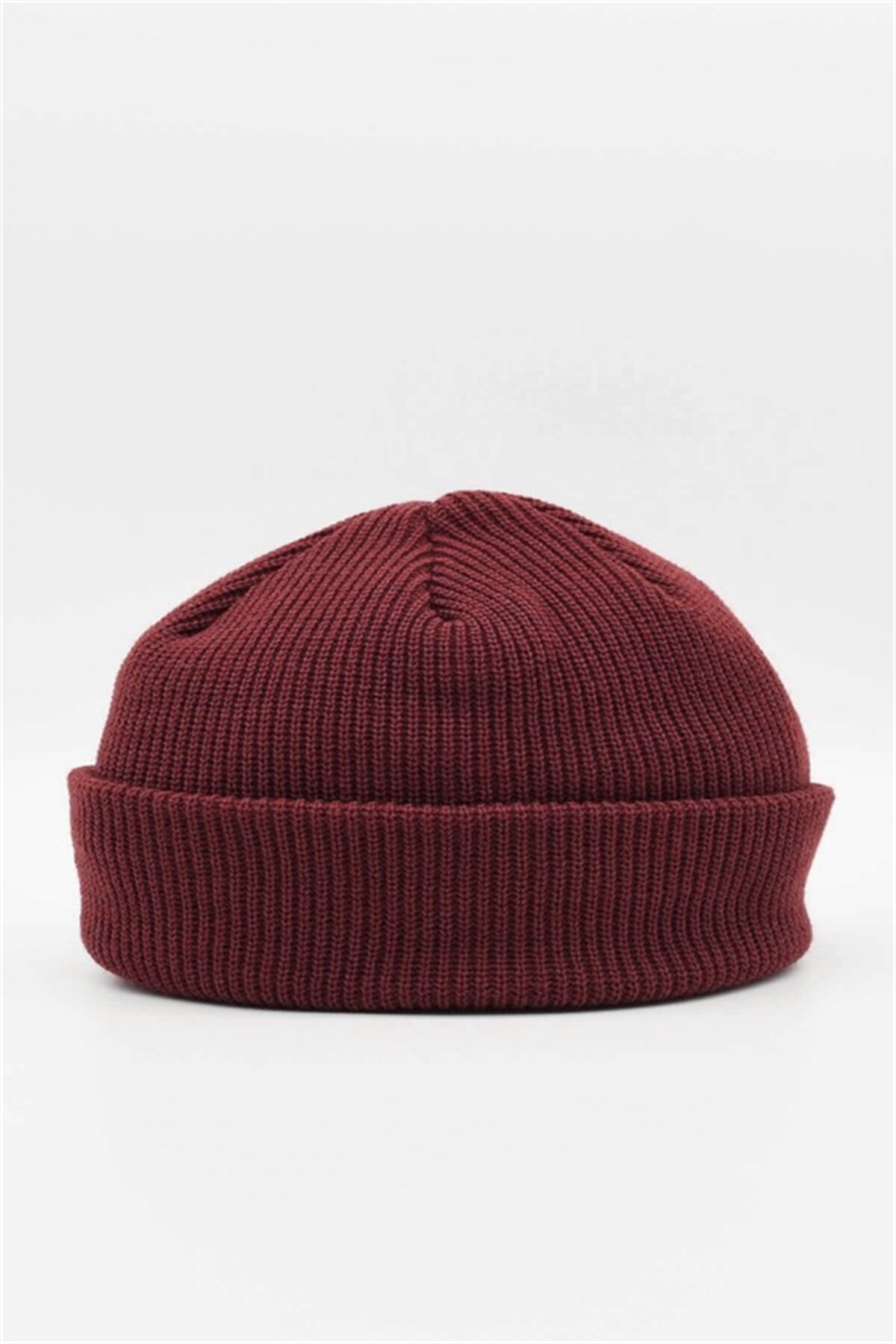 Erkek Bordo Örgü Docker Bere Skullcap
