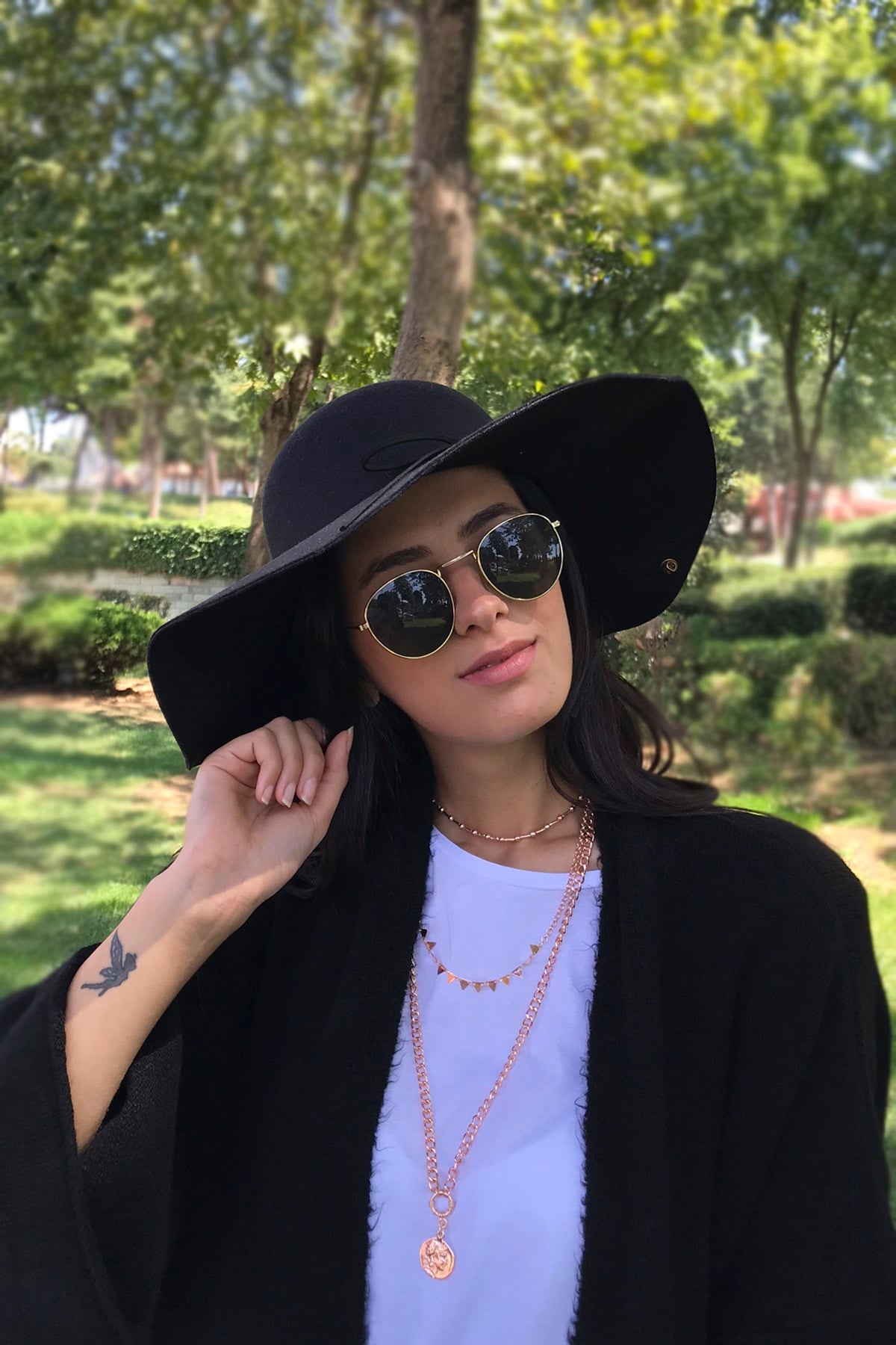 Womens Ruffle Black Fedora Hat