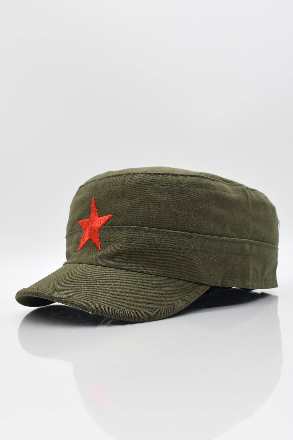Erkek Castro Şapka Yıldızlı Fidel Castro Kep-Haki