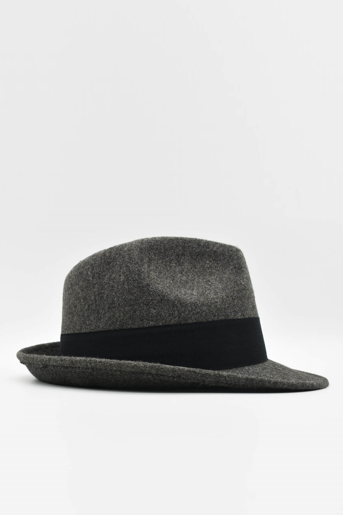 Mens Fedora Hat Grey Wool Flat Cap