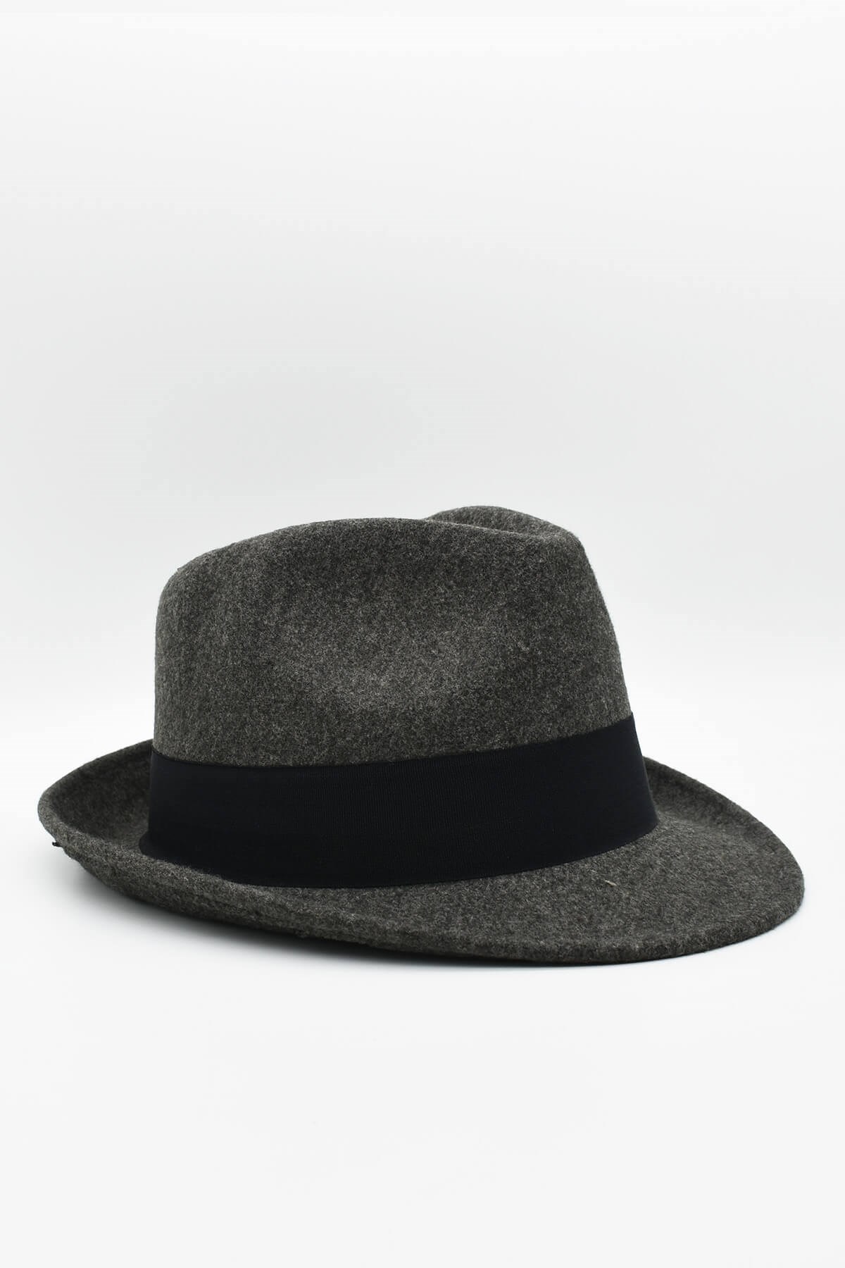 Mens Fedora Hat Grey Wool Flat Cap
