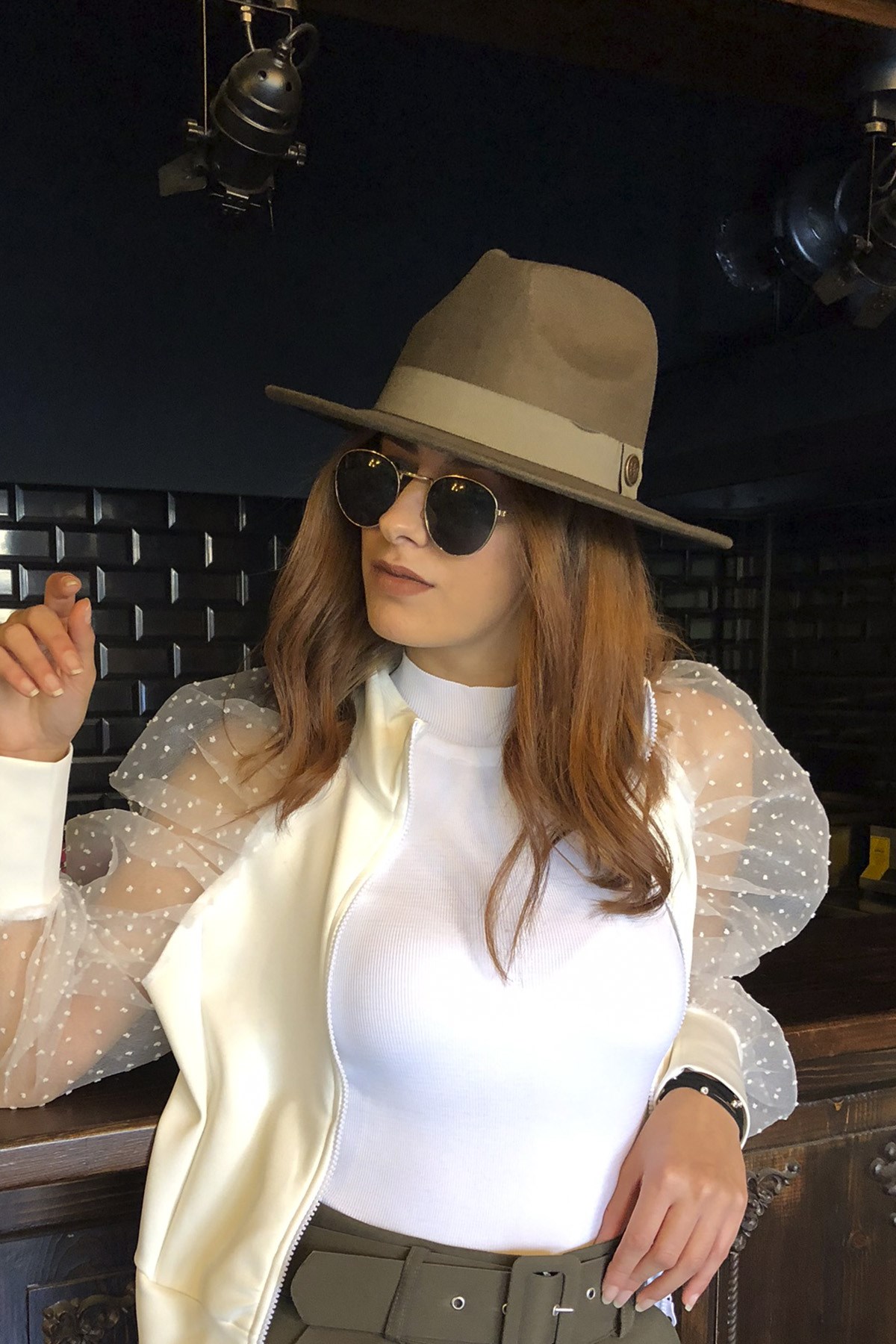 Khaki Fedora Hat
