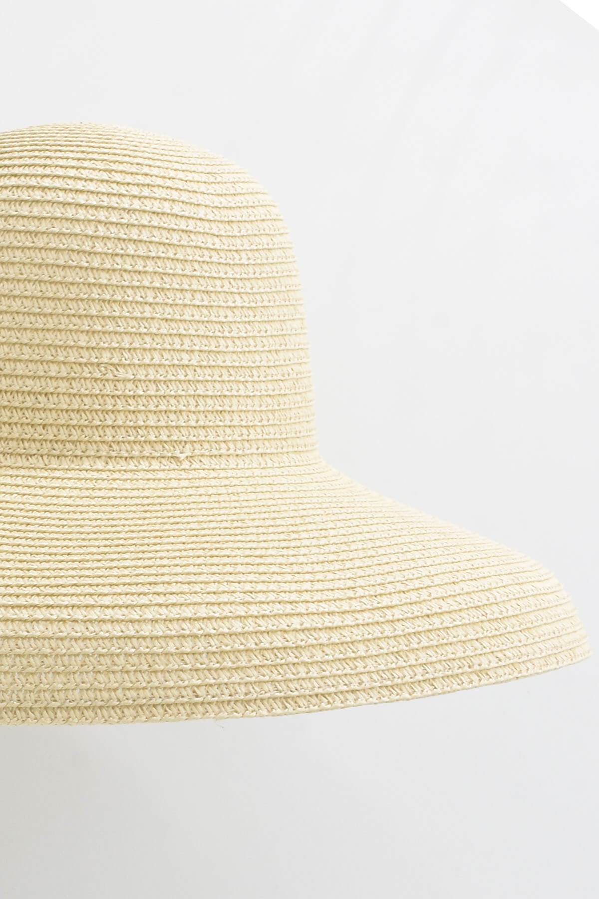 Womens Ruffle Trend Beige Straw Hat