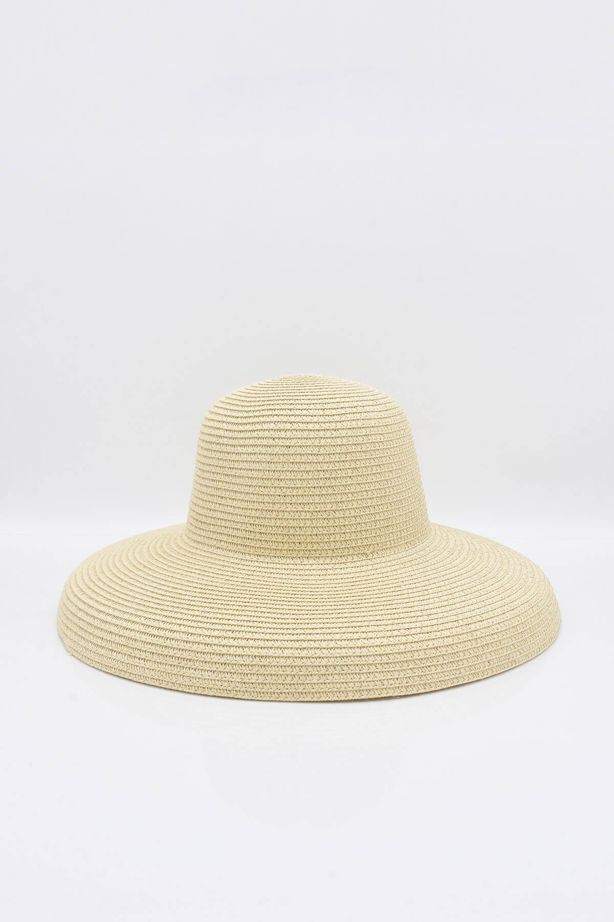 Womens Ruffle Trend Beige Straw Hat