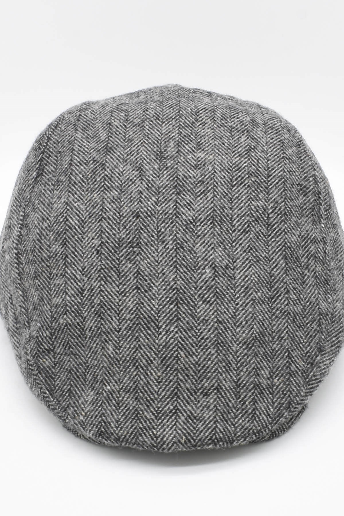 Erkek Balıksırtı Gri Flat Cap Kasket Şapka