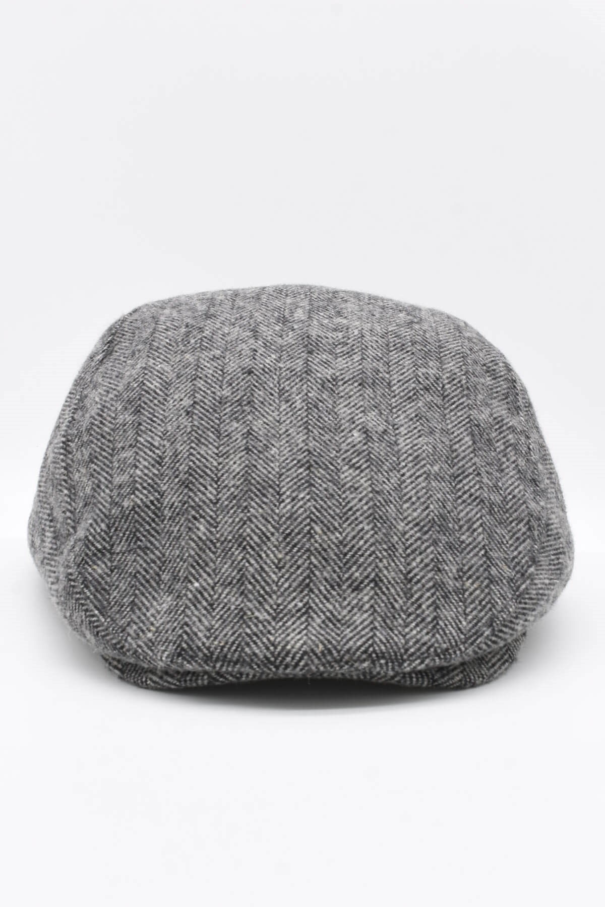 Erkek Balıksırtı Gri Flat Cap Kasket Şapka