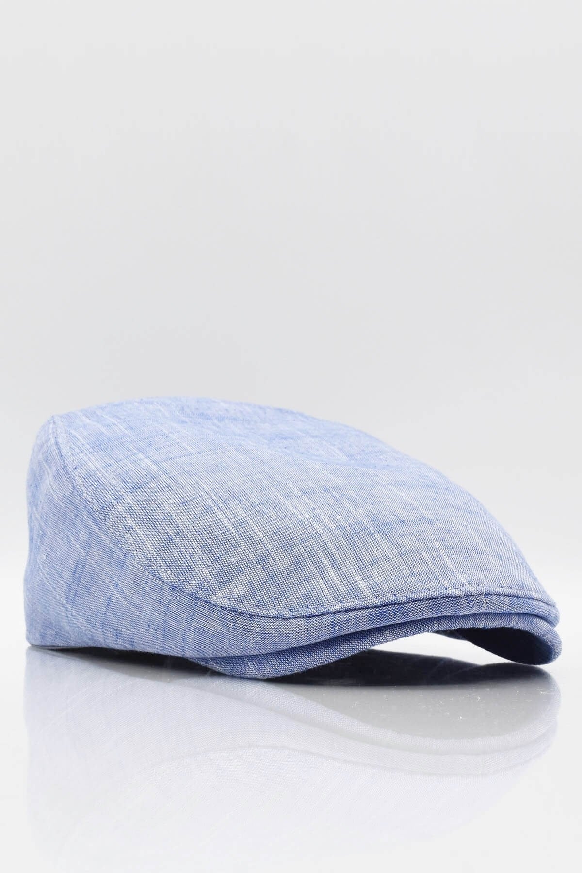 Erkek Düz Pamuklu Mavi Flat Cap Kasket