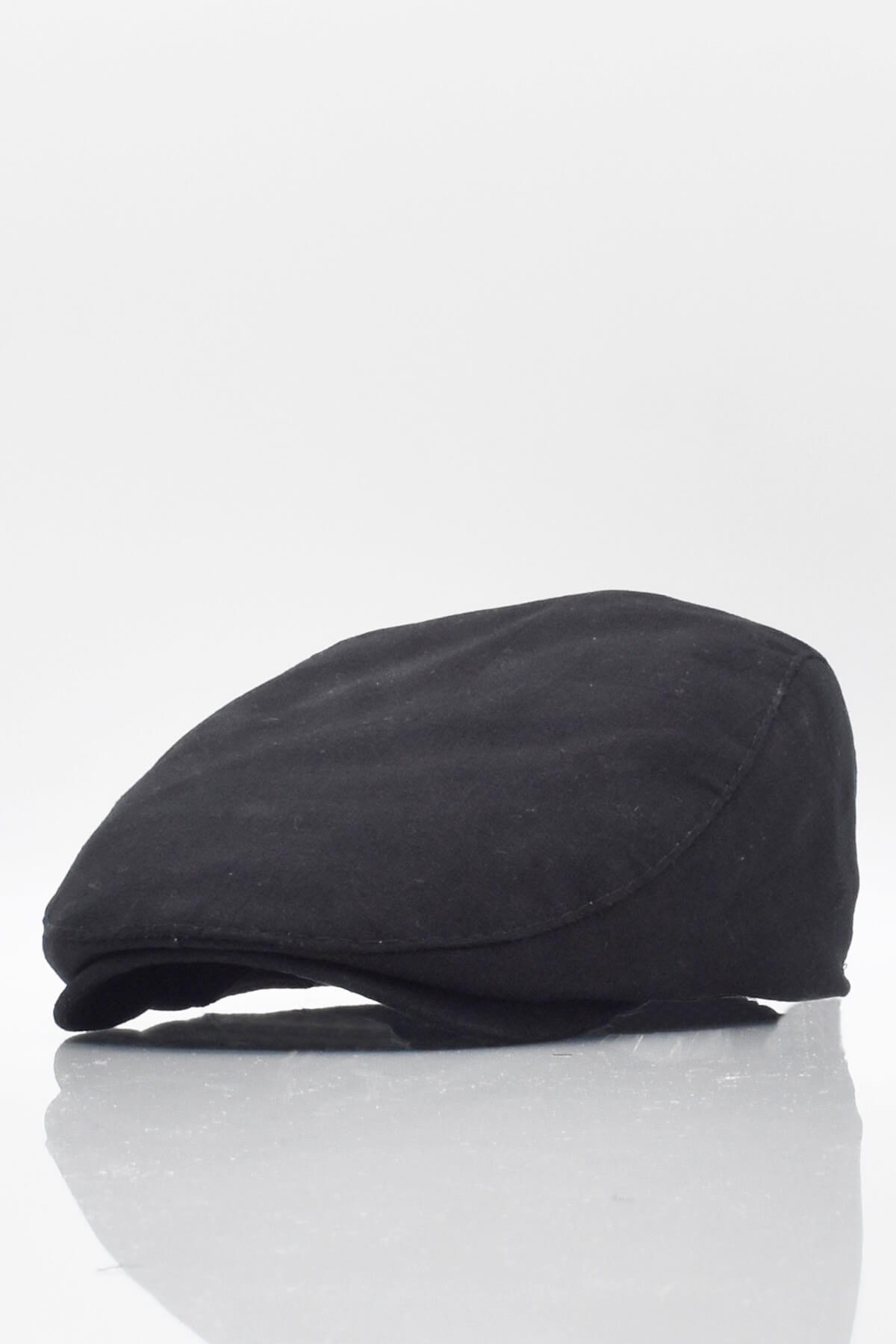 Erkek Düz Pamuklu Siyah Flat Cap Kasket