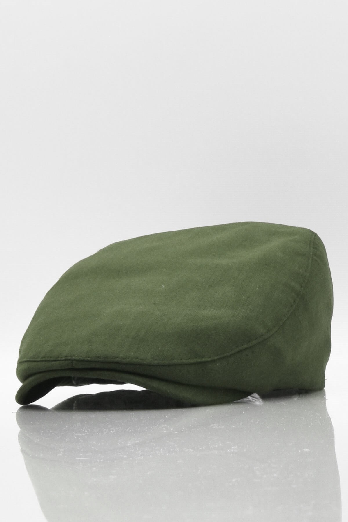 Erkek Düz Pamuklu Yeşil Flat Cap Kasket