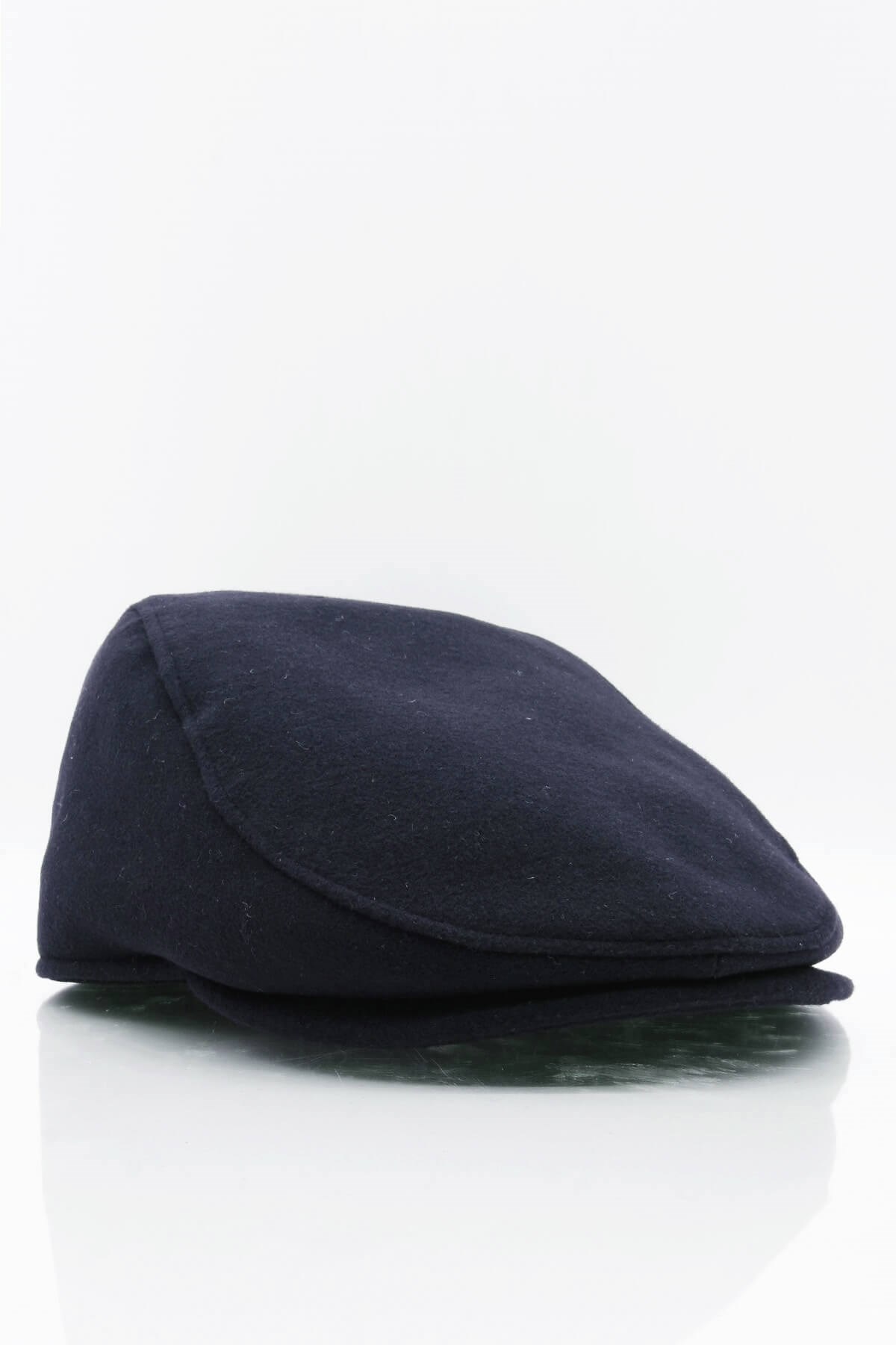 Erkek Şapka Lacivert Kışlık Trend Flat Cap Yün Kasket