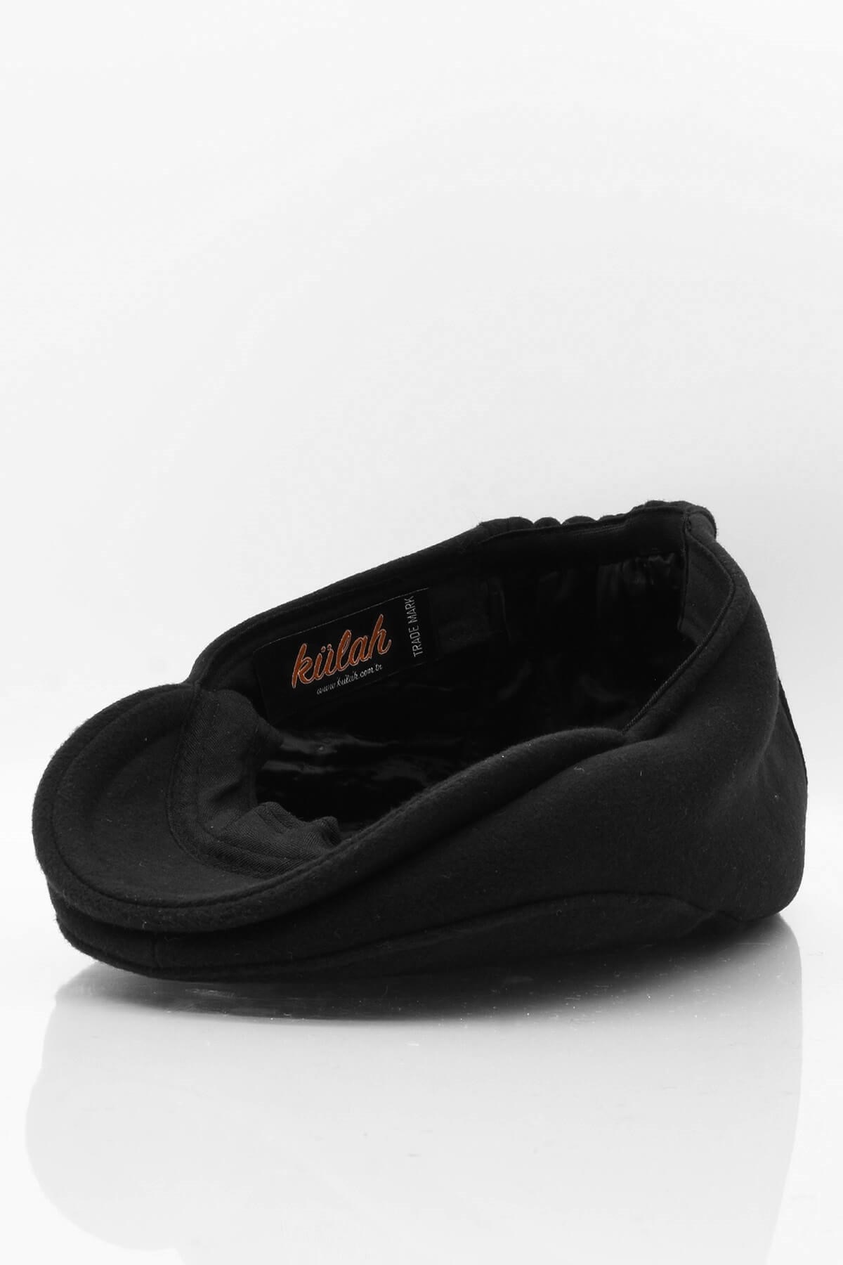 Erkek Şapka Siyah Kışlık Trend Flat Cap Yün Kasket