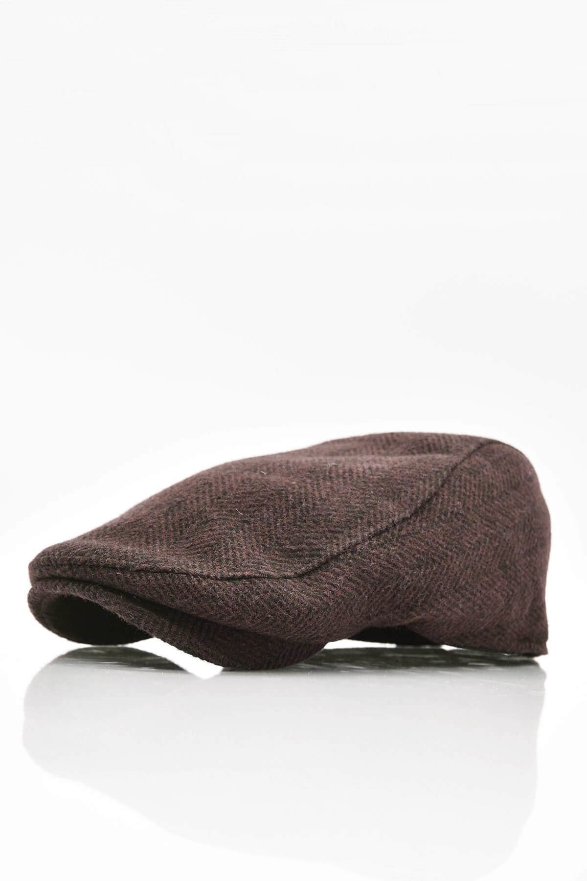 Erkek Yün Şapka Heritage Kışlık Kasket Flat Cap-Koyu Kahve