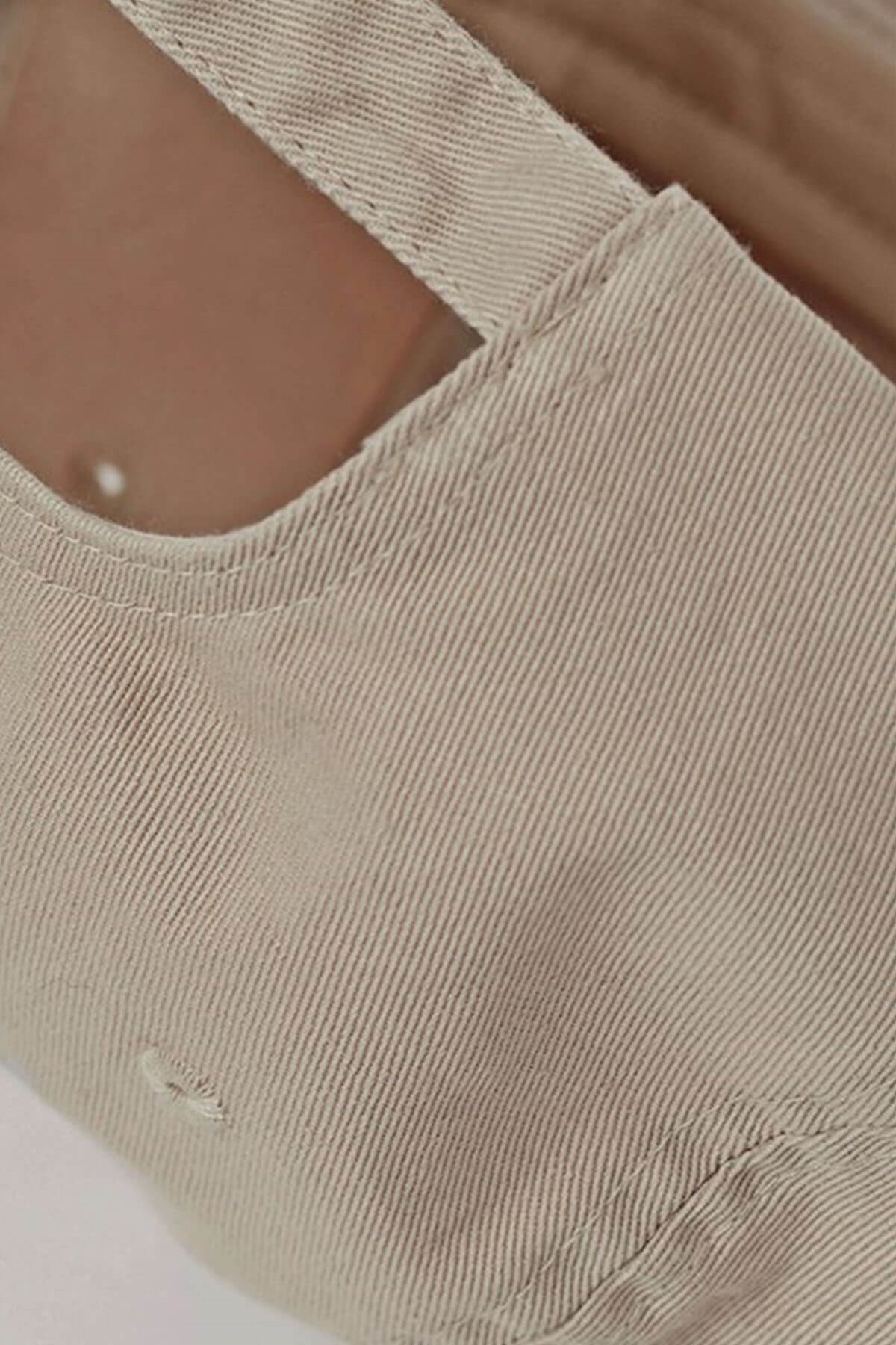 %100 Cotton Womens Hat Velcro Gabardine Cap - Beige