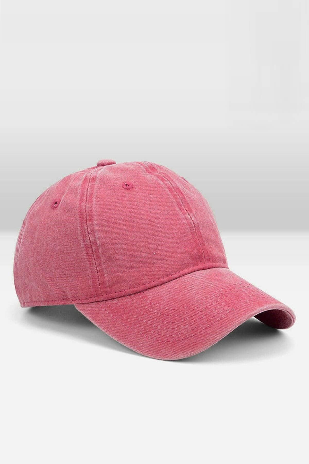 Erkek Eskitme Şapka Yazlık Outdoor Kep Kasket-Pembe