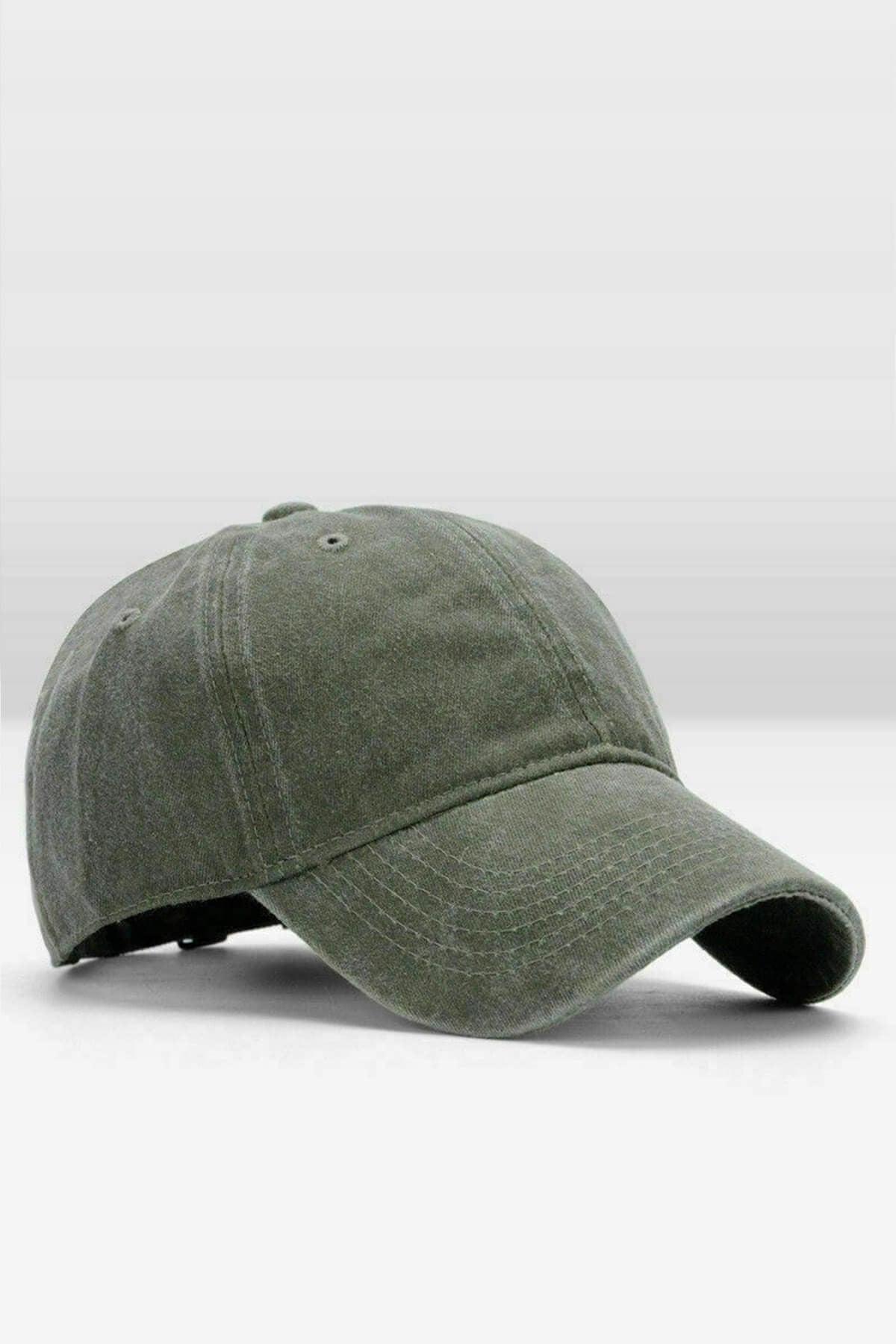 Erkek Eskitme Şapka Yazlık Outdoor Kep Kasket-Yeşil