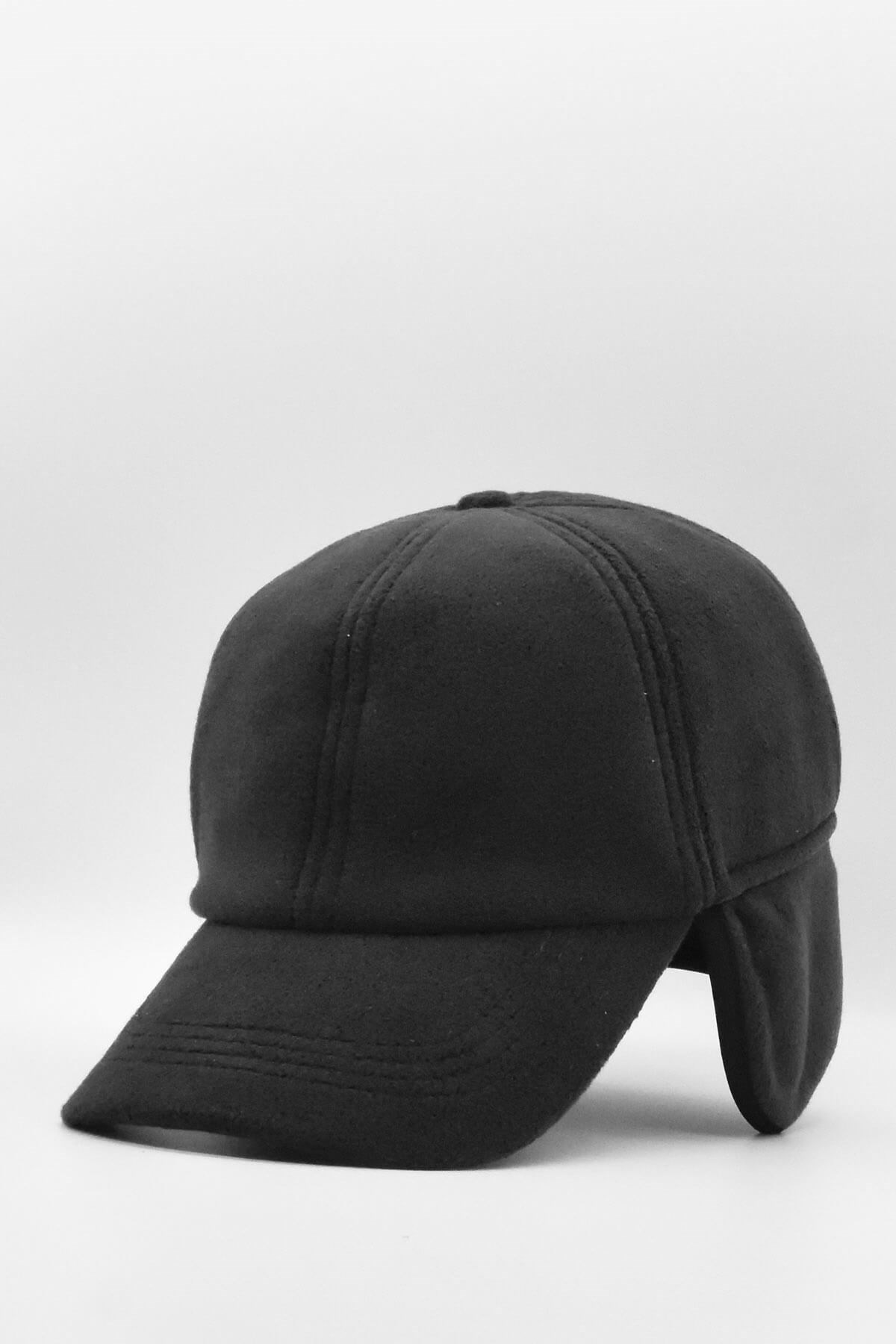 Mens Polar Ear Flap Cap Hat-Black