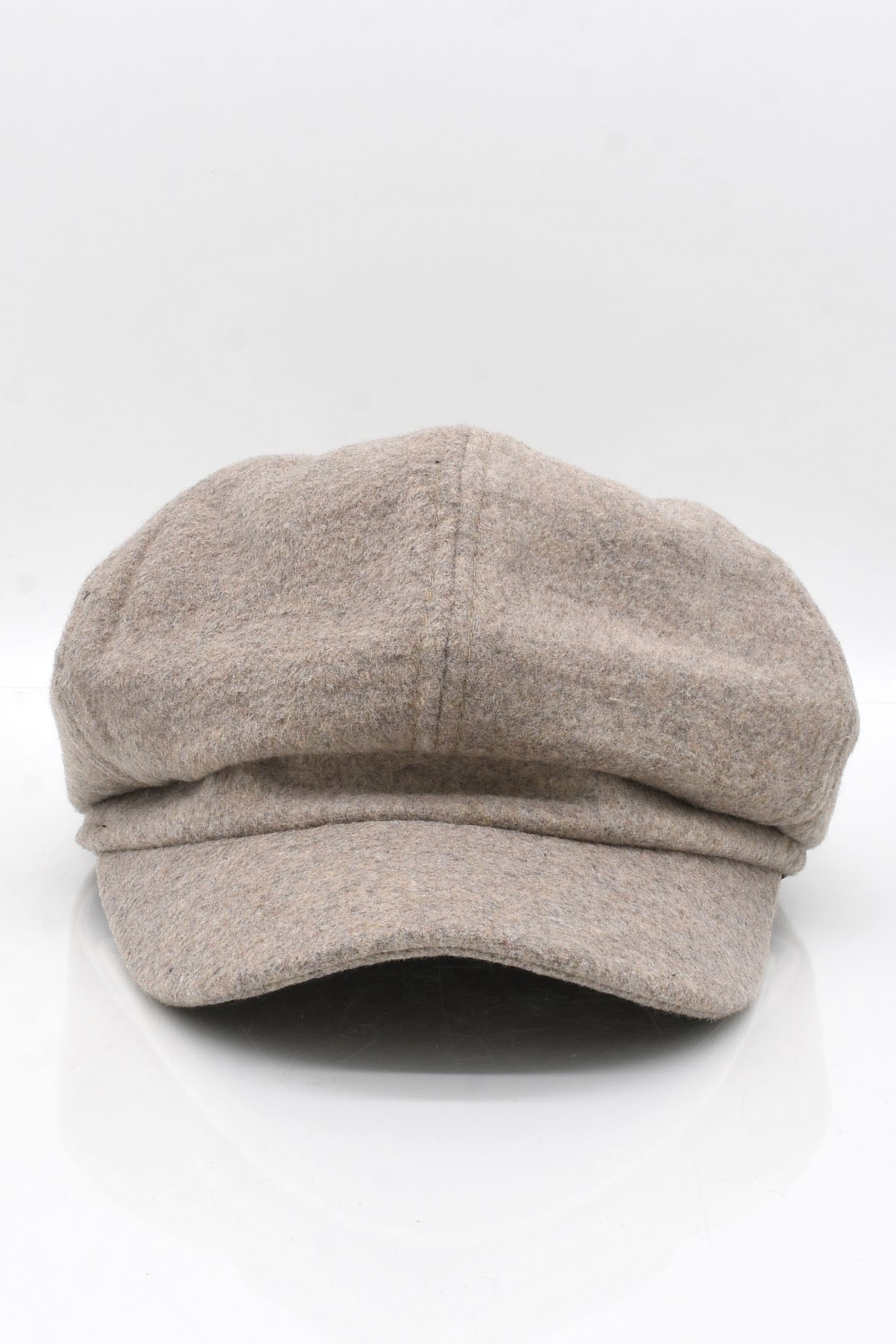 Kadın Kasket Yün Flat Cap Vizon Şapka