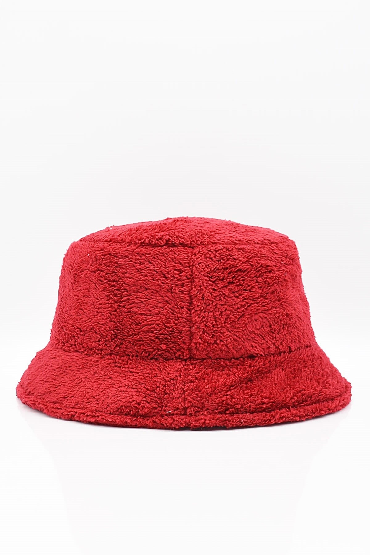 Kırmızı Yumuşak Dokulu Peluş Bucket Şapka