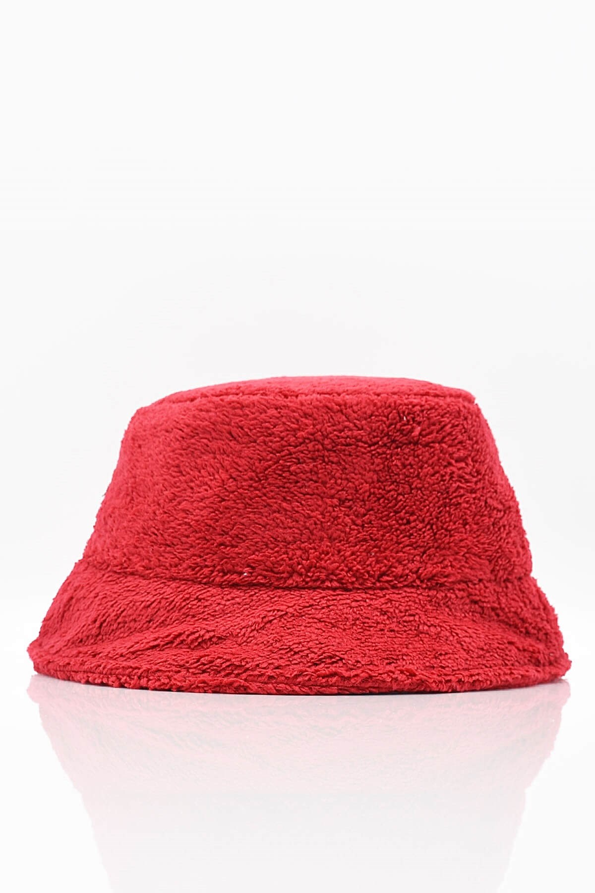 Kırmızı Yumuşak Dokulu Peluş Bucket Şapka