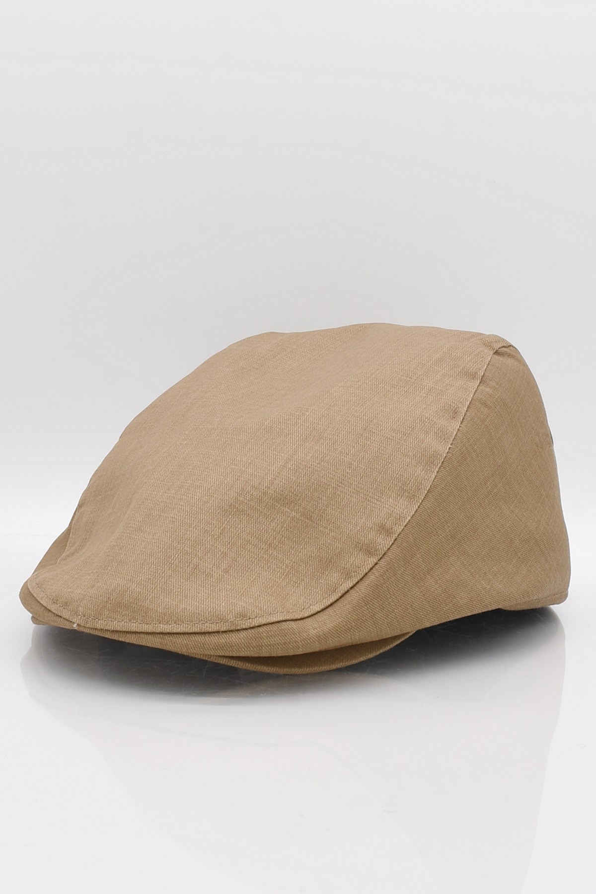 Erkek Camel Kasket Keten Yazlık Flat Cap Şapka