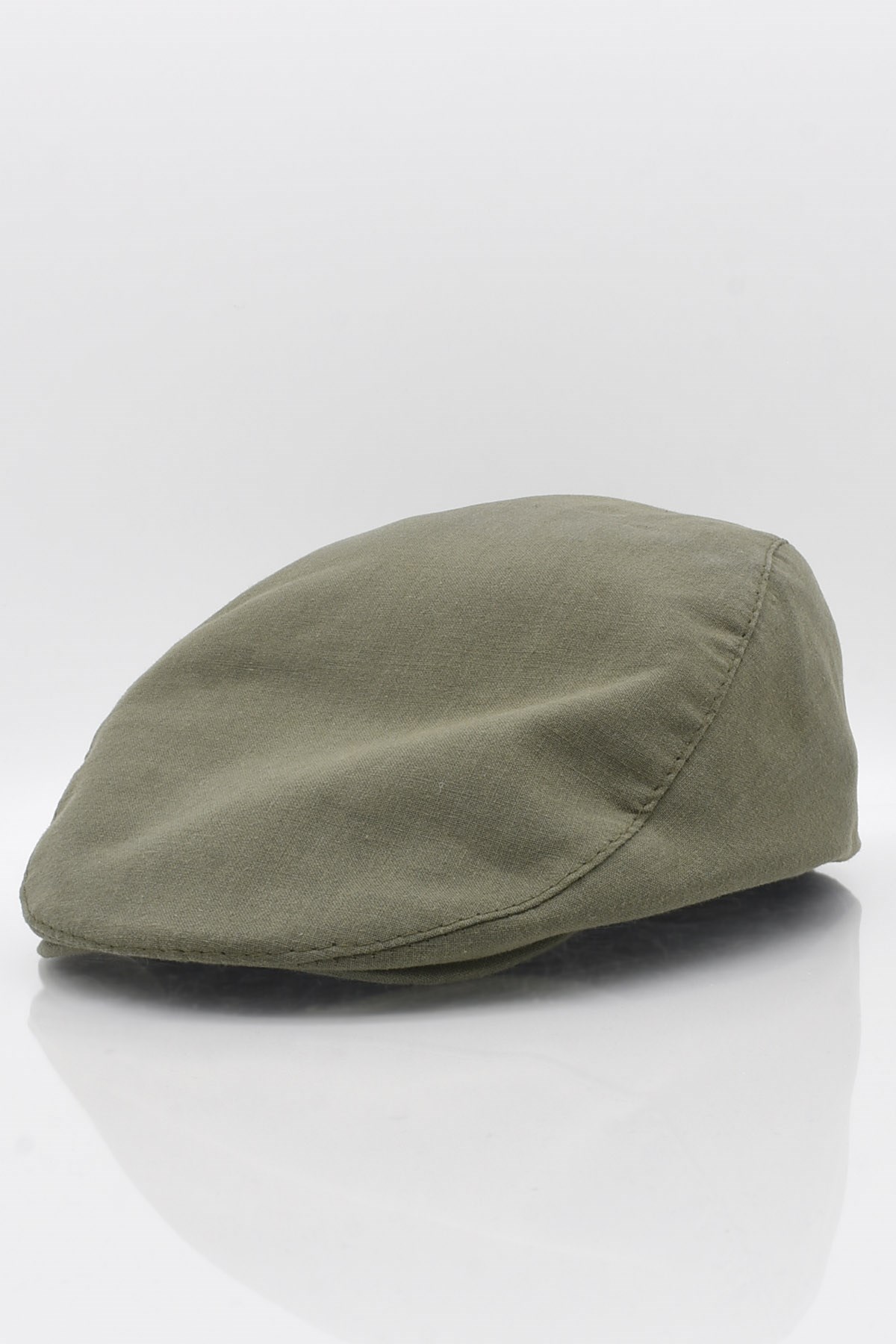 Erkek Haki Kasket Keten Yazlık Flat Cap Şapka