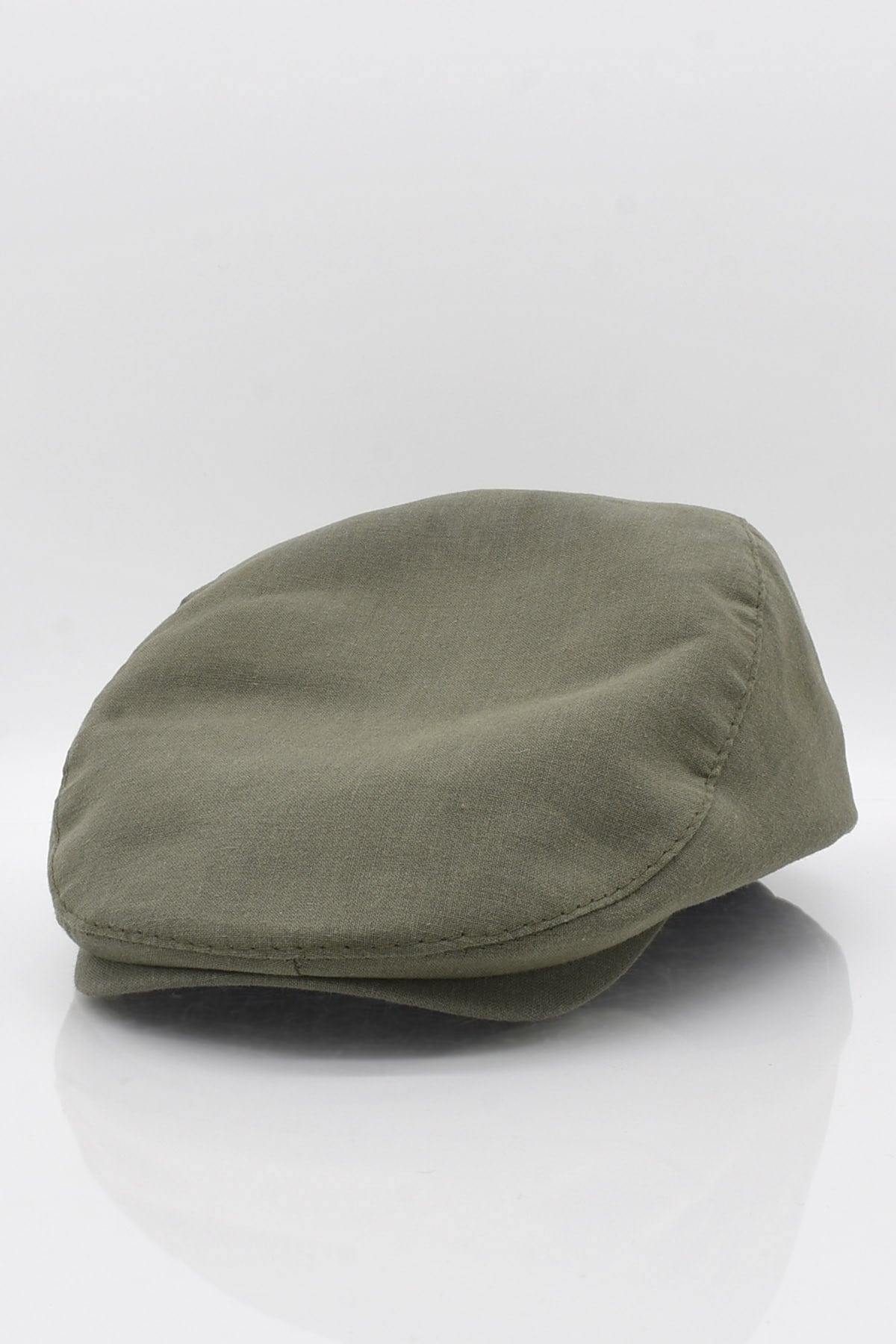 Erkek Haki Kasket Keten Yazlık Flat Cap Şapka