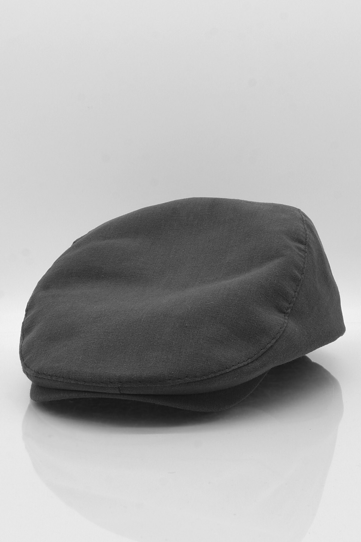 Erkek Siyah Kasket Keten Yazlık Flat Cap Şapka