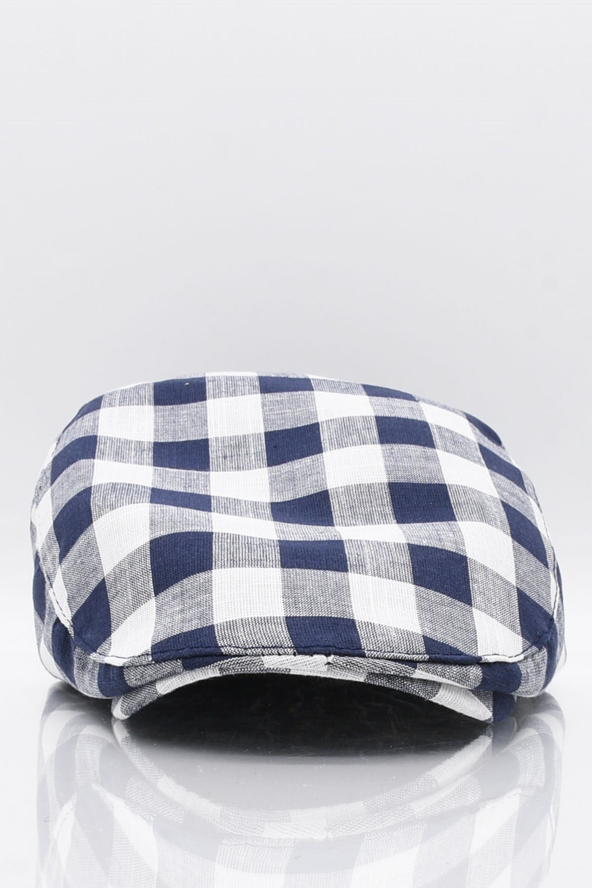 Erkek Lacivert Ekoseli Kasket Yazlık Flat Cap Şapka