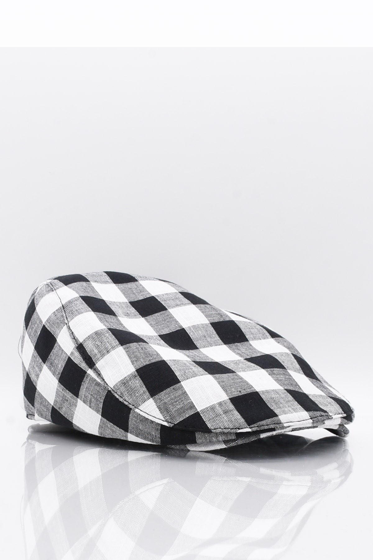 Erkek Siyah Ekoseli Kasket Yazlık Flat Cap Şapka