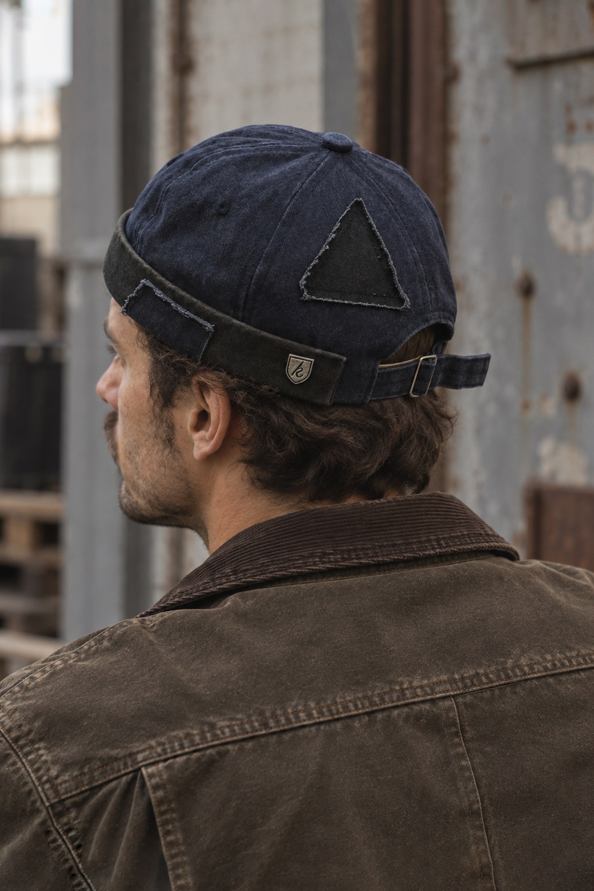 %100 Pamuk Washed Docker Şapka – Lacivert / Antrasit